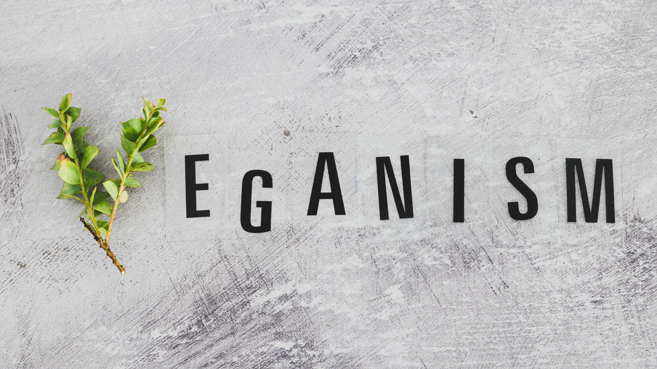 The word veganism spelt out