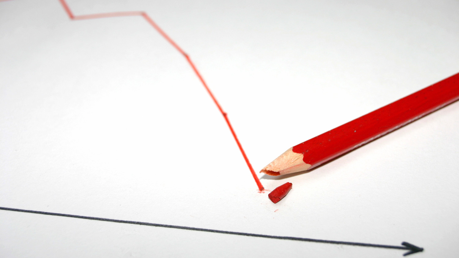 A graph showing a downturn in red pencil