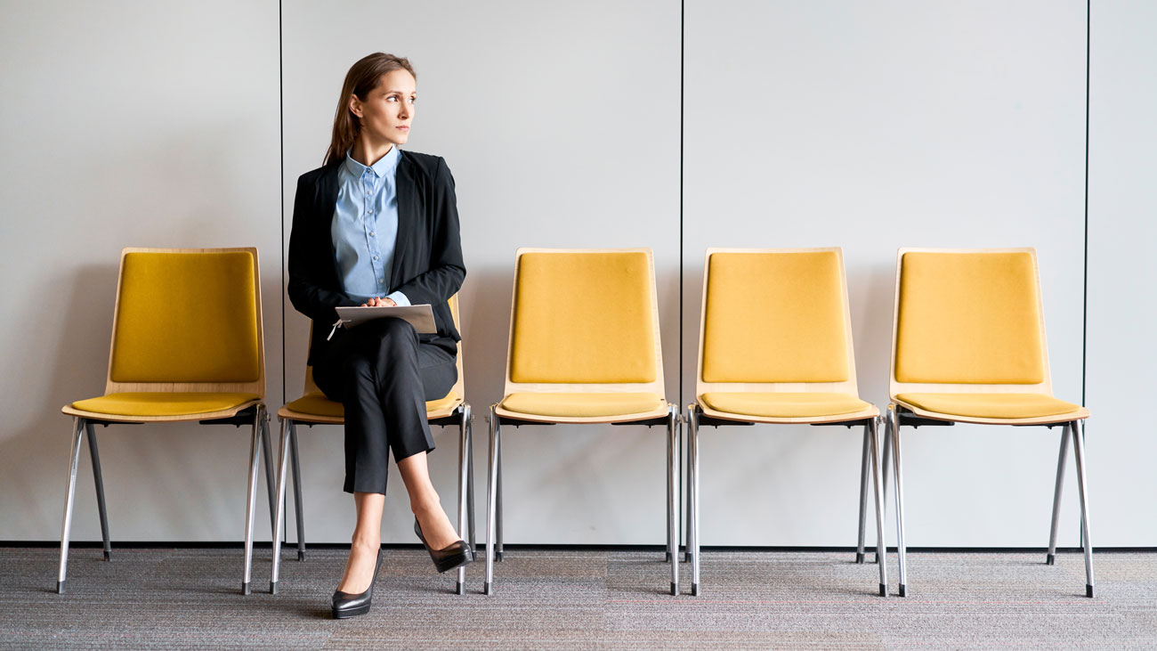 A woman waiting for an interview