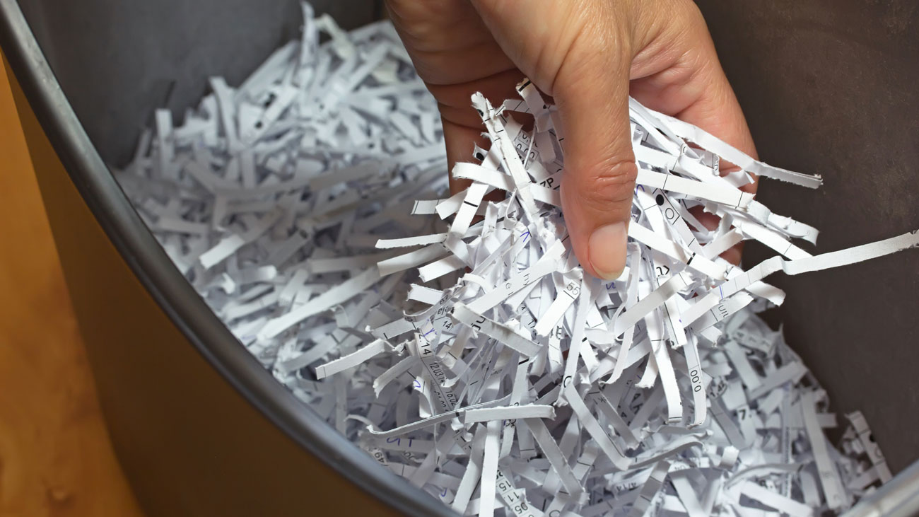 A document being shredded