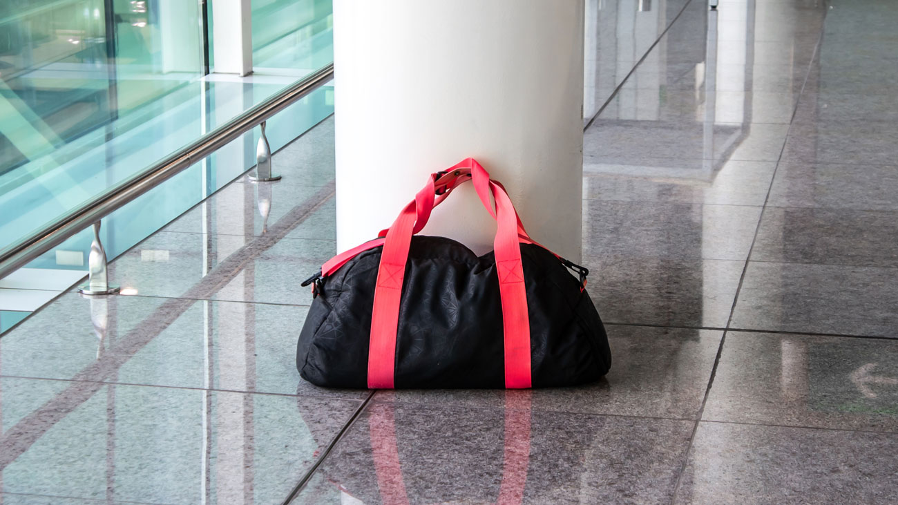 A bag left unattended in a building
