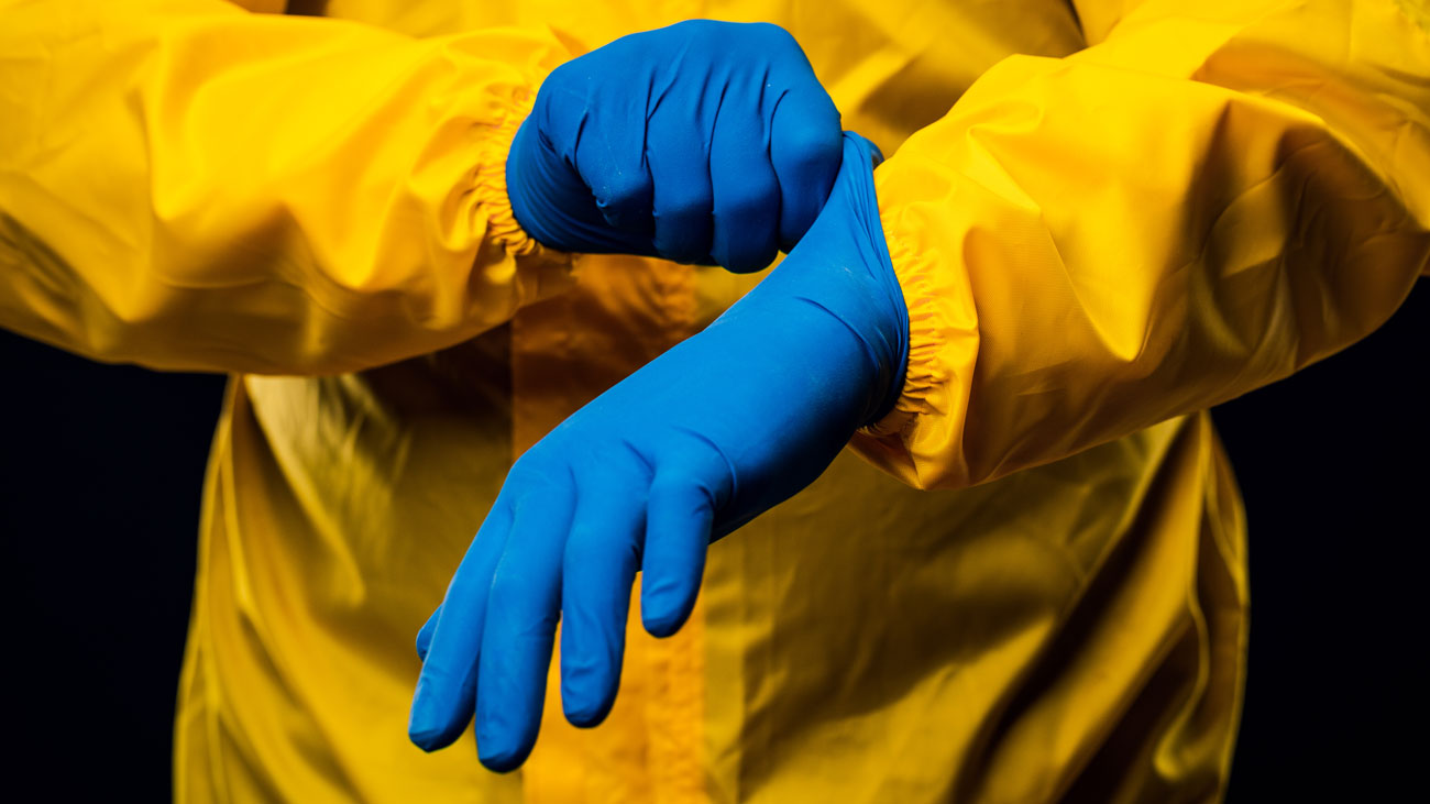 Protective suit and gloves