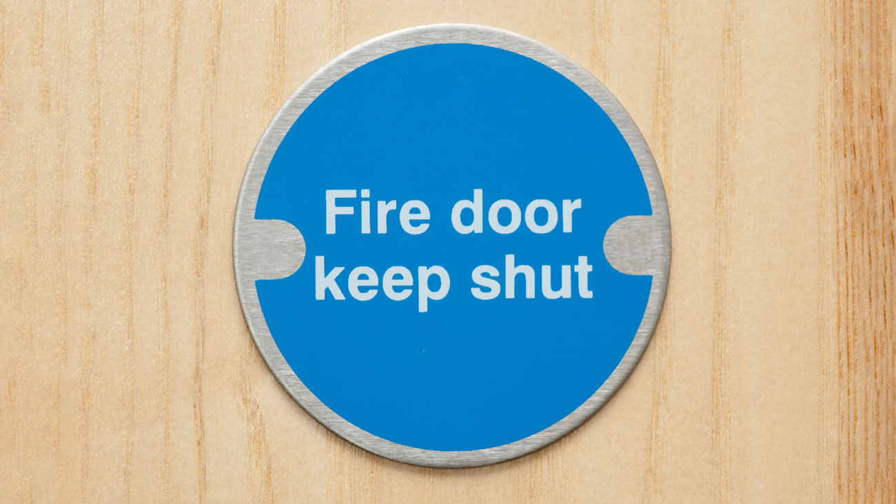 A fire door sign